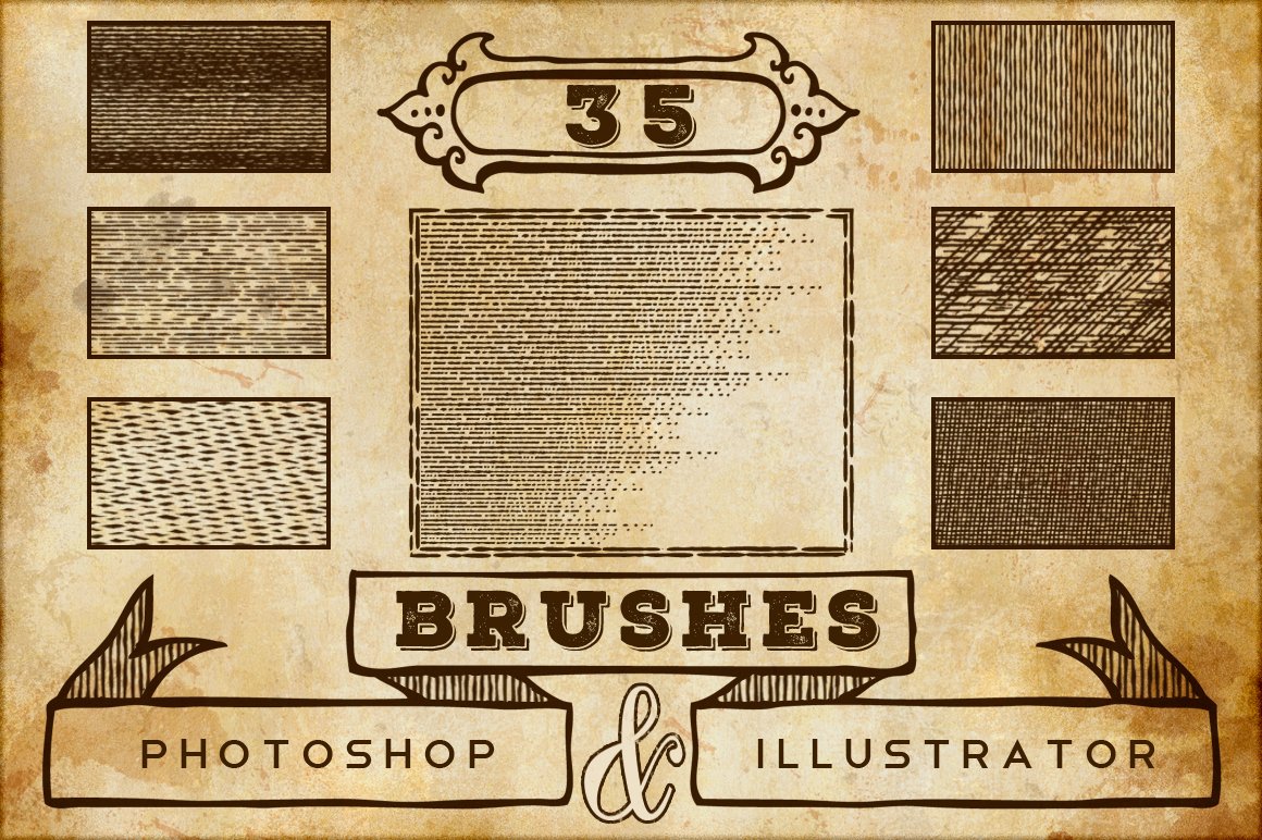 Vintage Print Texture Brushes PS/AIcover image.
