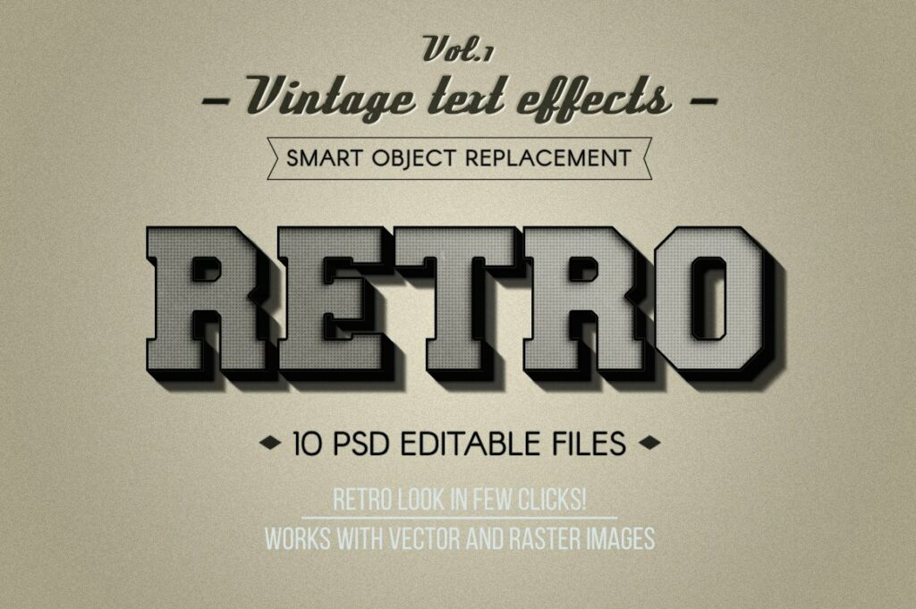 Retro Vintage Text Effects Vol.1 – MasterBundles