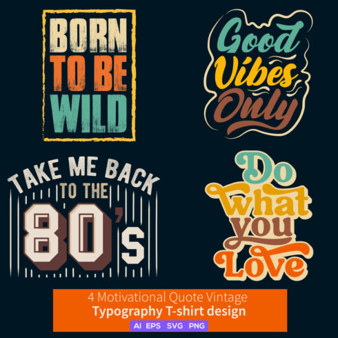 Find Your Inspiration with our Vintage Typography T-Shirt Bundle - Featuring Motivational Quotes and Retro Style cover image.