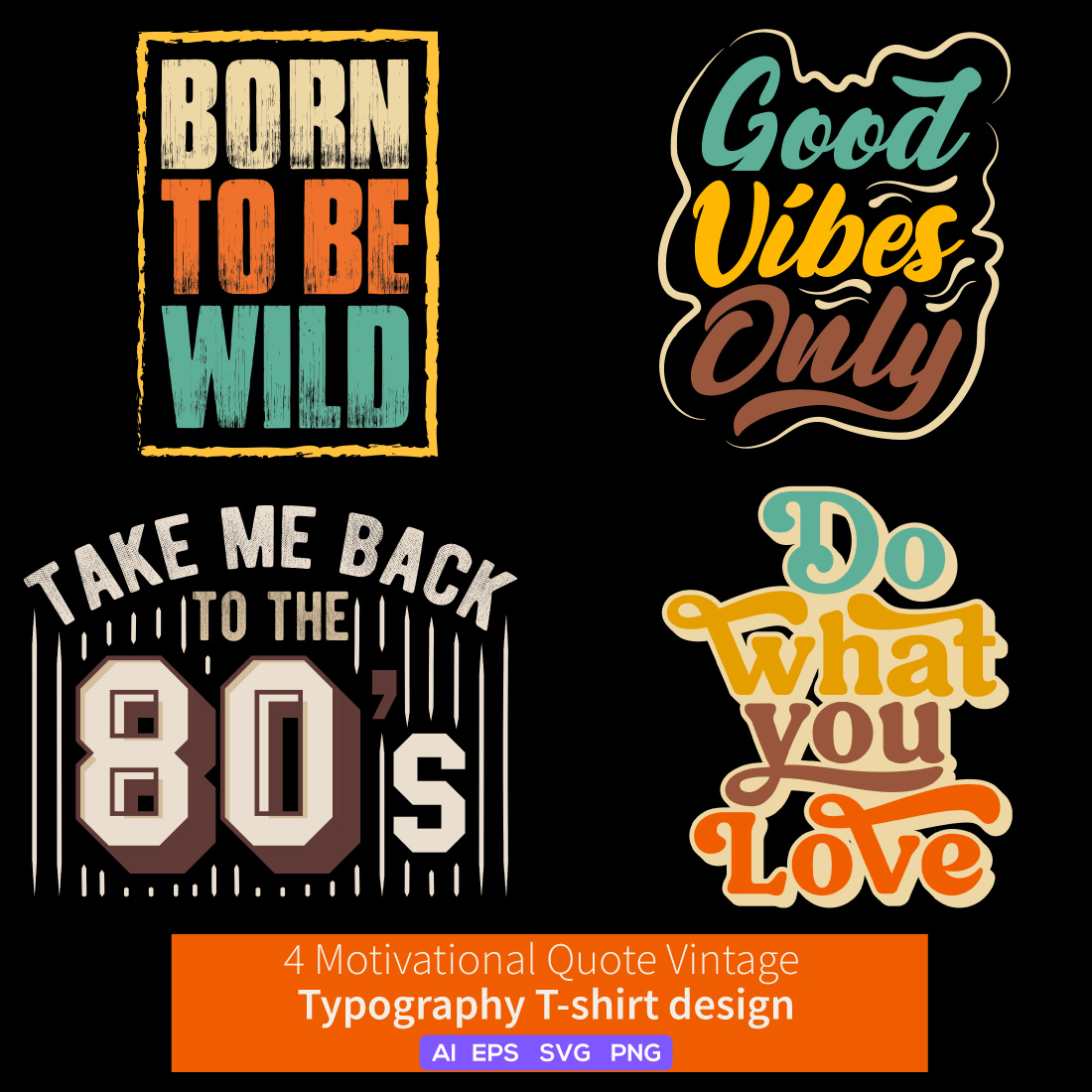 Find Your Inspiration with our Vintage Typography T-Shirt Bundle - Featuring Motivational Quotes and Retro Style preview image.