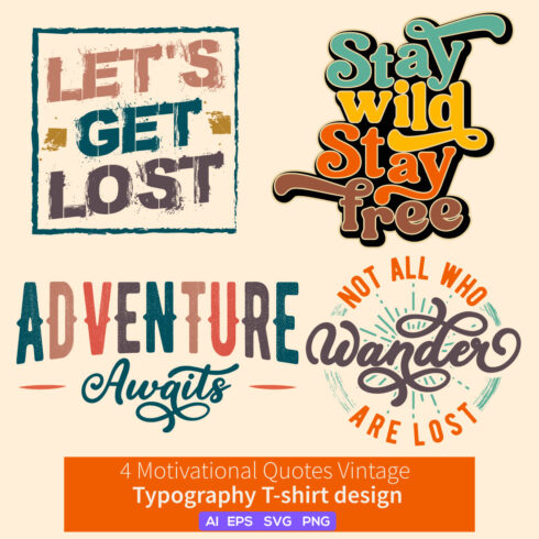 Embrace Adventure with Our Vintage Typography T-Shirt Bundle - Featuring Inspirational Quotes and Retro Style cover image.