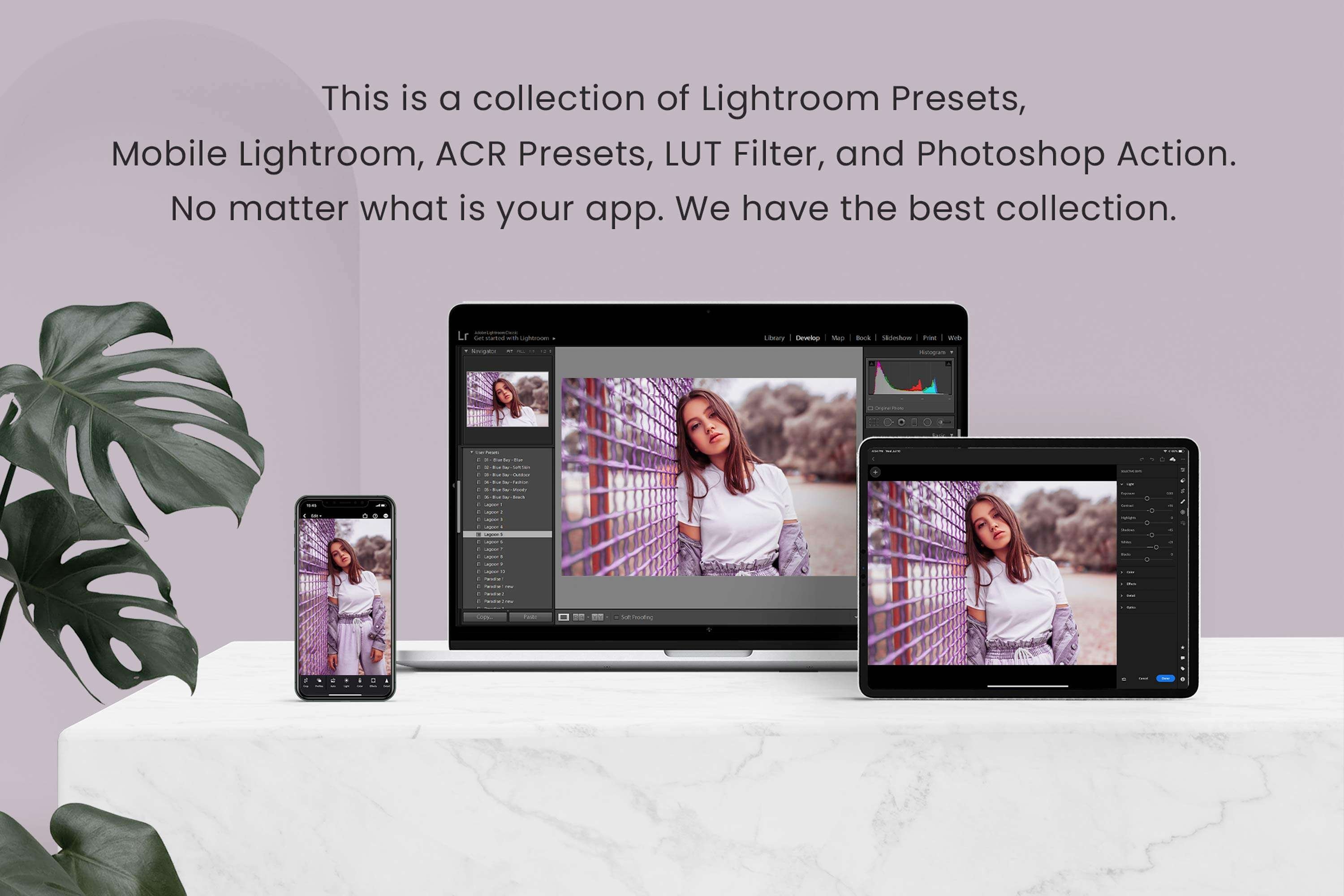 Violet Photoshop Actions Lightroompreview image.