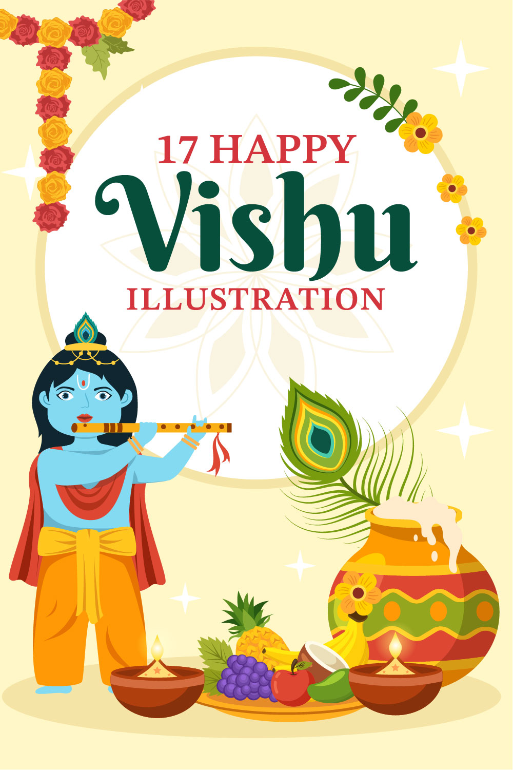 17 Happy Vishu Festival Illustration pinterest preview image.