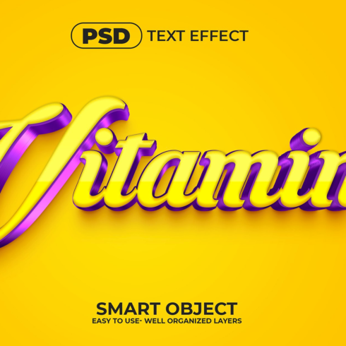 A 3d text effect with the text vitamin.