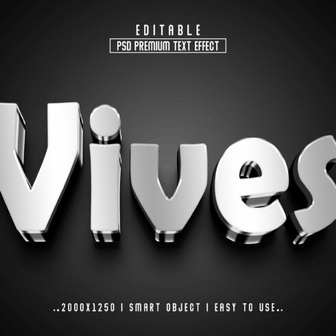 Vives 3D Editable Text Effect stylecover image.