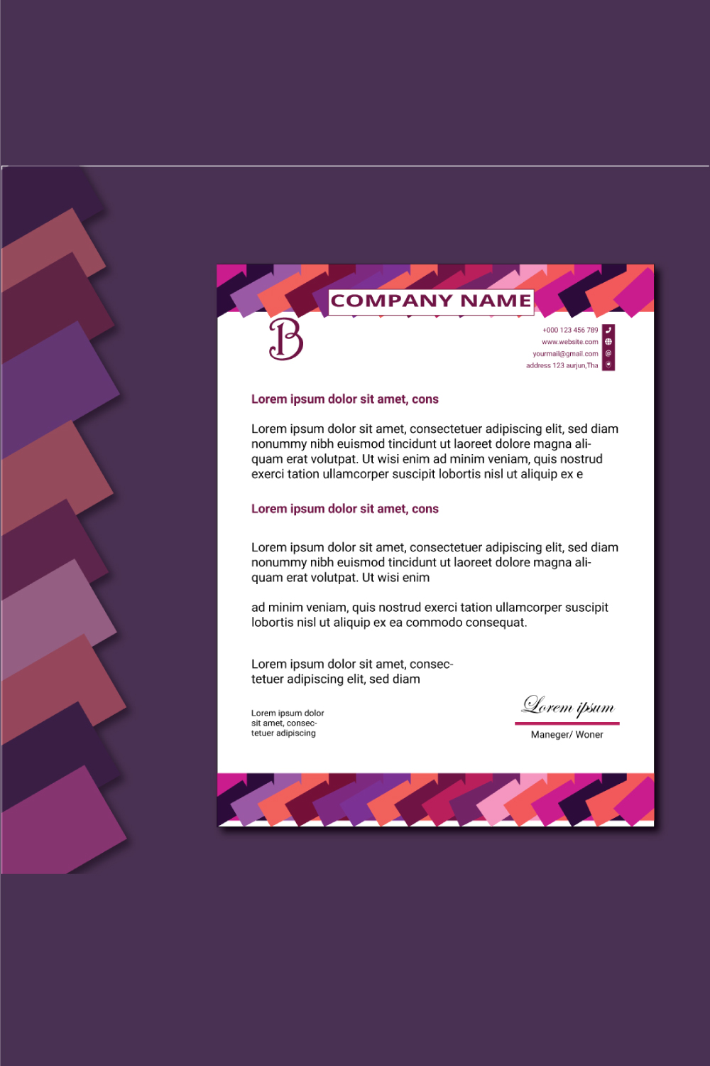 2 Corporate letterhead Template Bundles Design pinterest preview image.