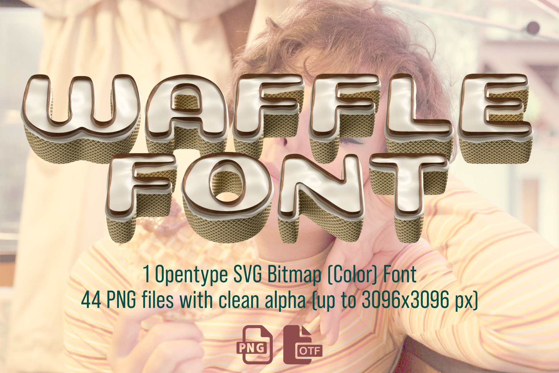 Waffle Opentype Bitmap Font PNGs cover image.