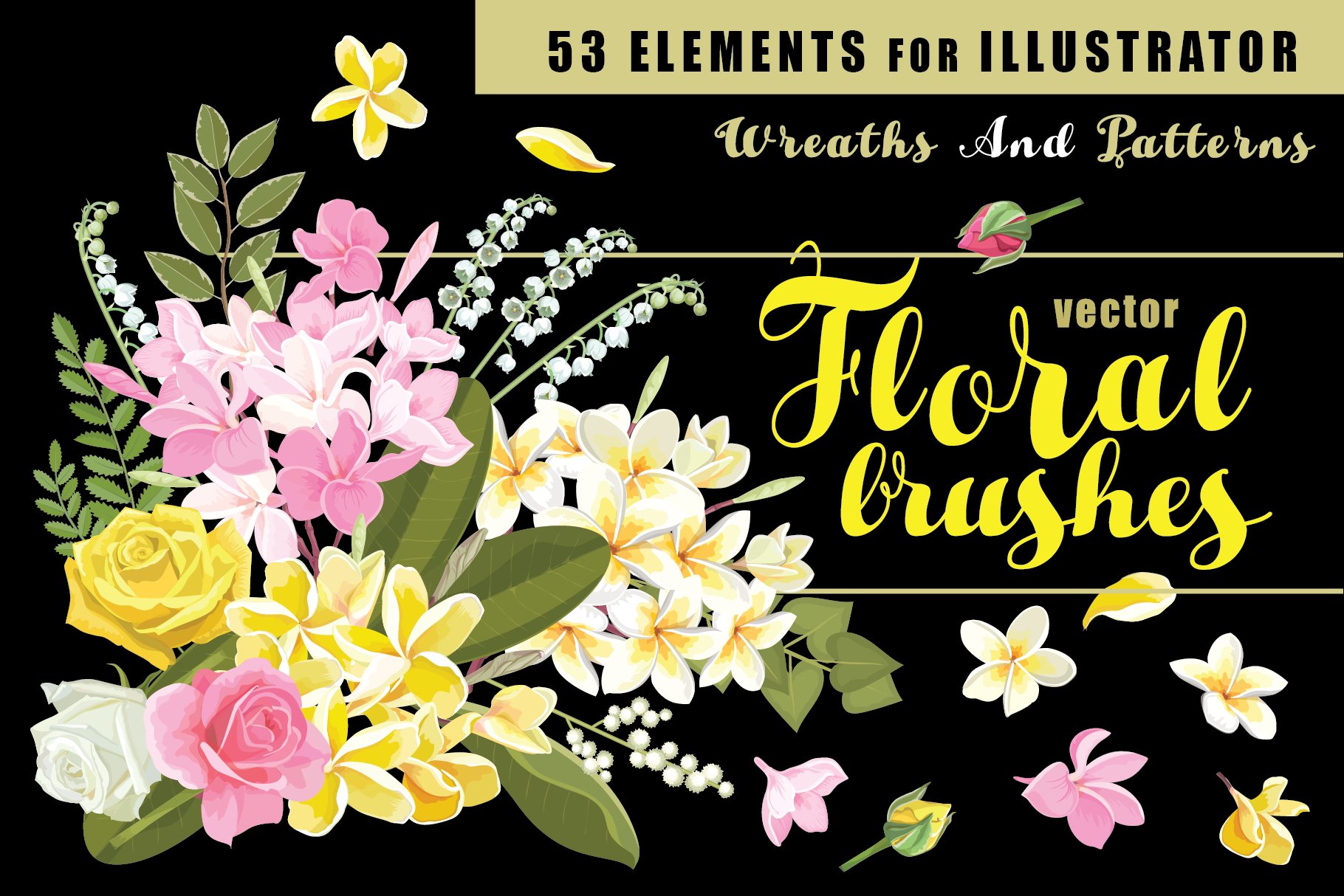 53 Floral brushes for Illustratorcover image.