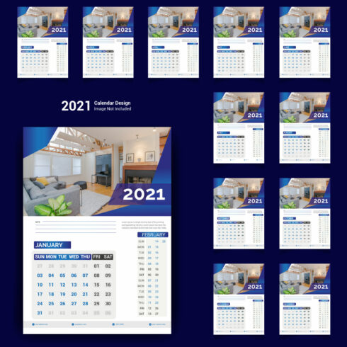 Professional Wall Calendar Template Design For Corporate Business 2021 cover image.