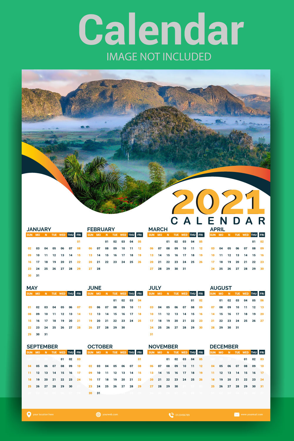 Modern New year Wall Calendar Template For Corporate Business Company With Creative Design pinterest preview image.