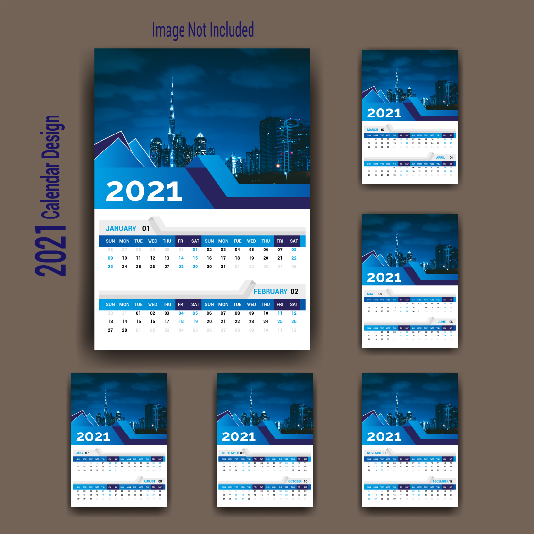 New Year Business Calendar Template Creative Design preview image.