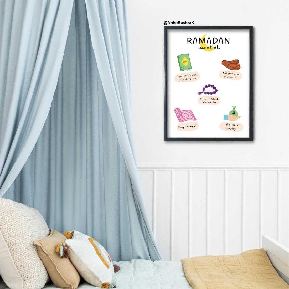 Ramadan Essentials, Muslim Baby Nursery, Ramadan Wall Art, Kids Room Decor, Islamic Digital Print preview image.