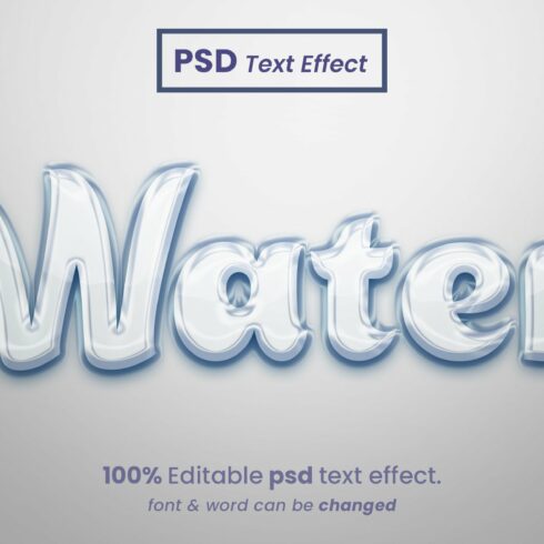 Water 3d editable PSD text effectcover image.