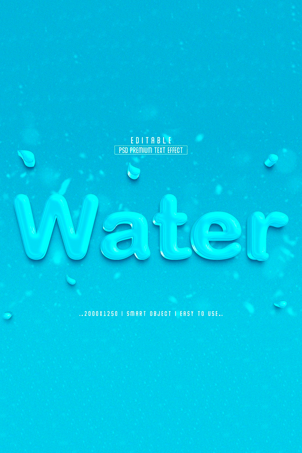 Blue background with the word water written in cursive font.