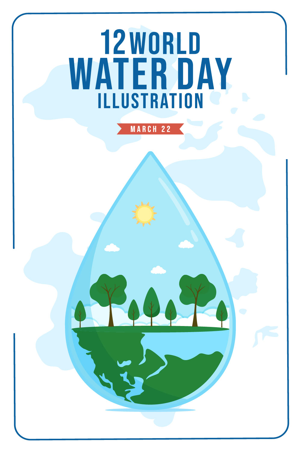 12 World Water Day Illustration pinterest preview image.