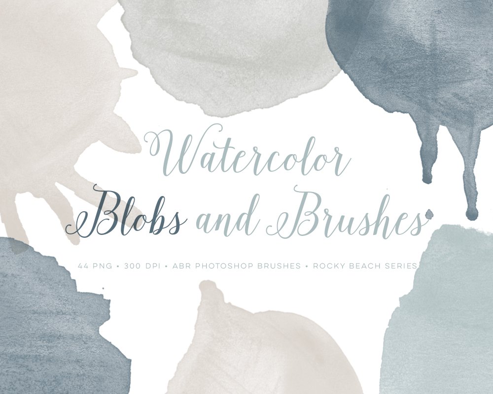 Watercolor blobs PS Brushes Setcover image.