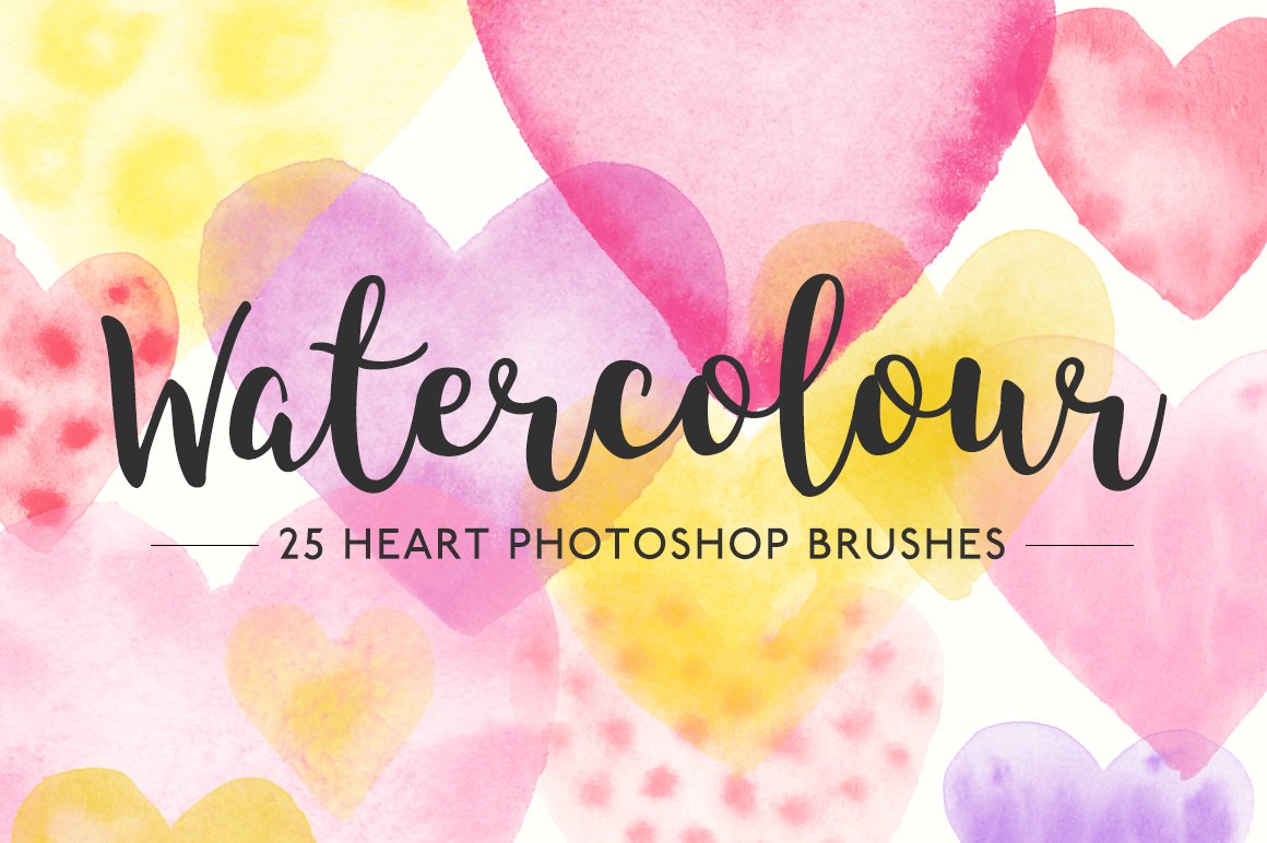 Watercolor heart Photoshop brushescover image.