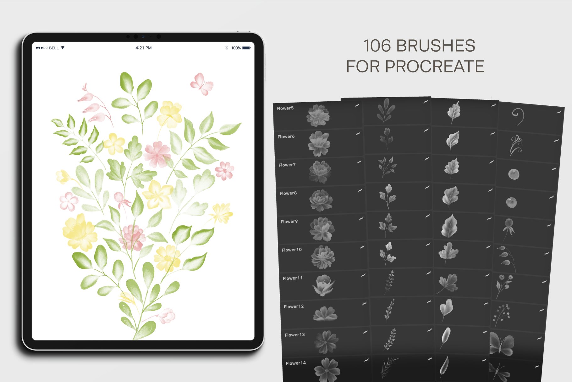 watercolor flowers leaves stamp brushes7 197