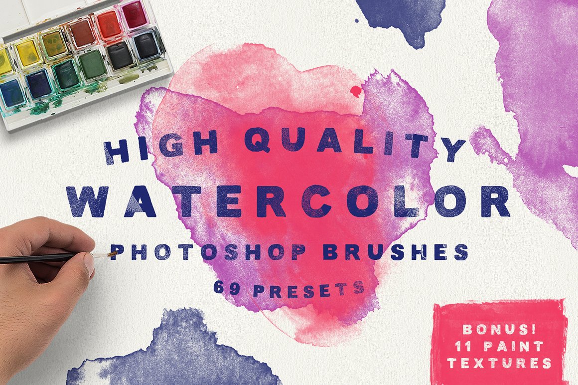 Watercolor Brushes + Bonus Textures!cover image.