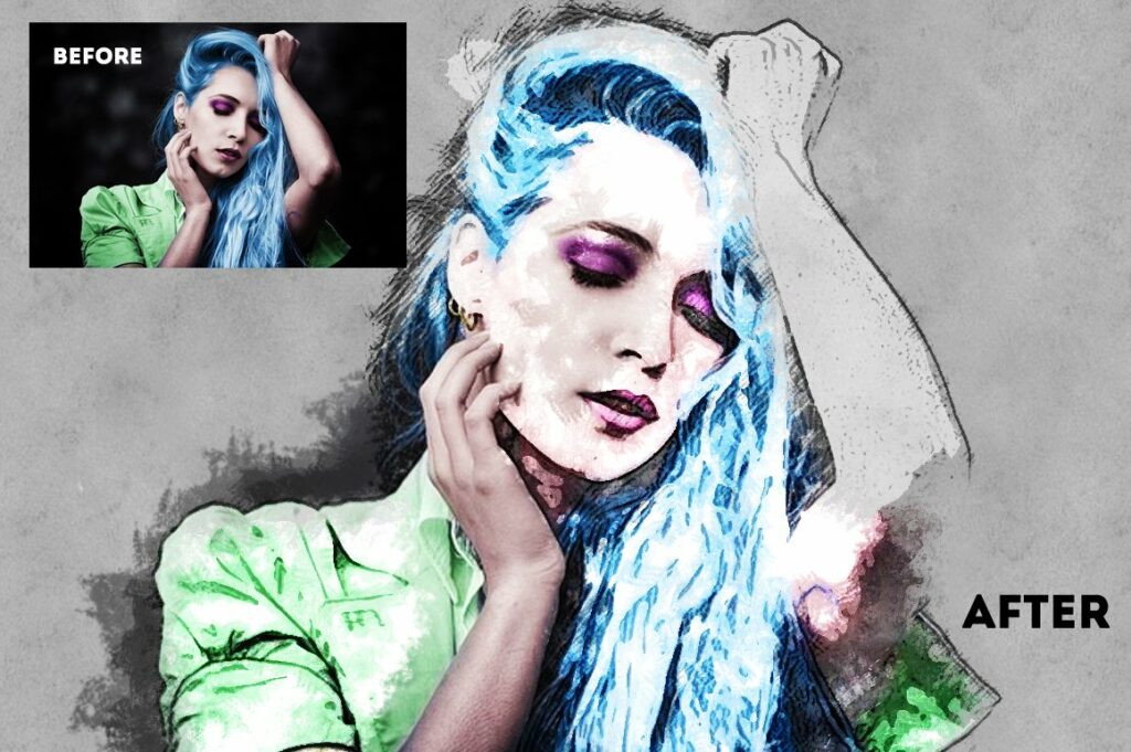 Watercolor Sketch Photoshop Action – MasterBundles