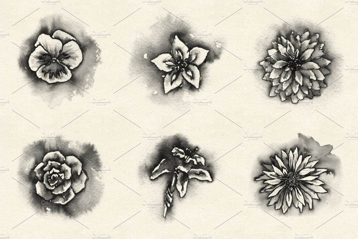 Watercolor Flowers Brush Pack 1preview image.