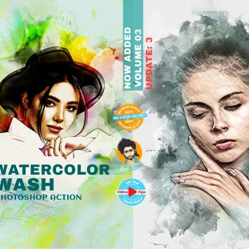 Watercolor Wash Photoshop Action 2cover image.