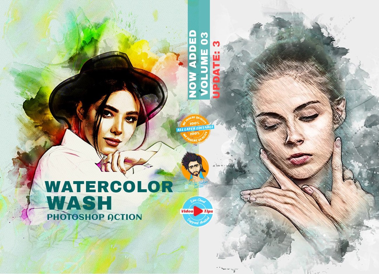 Watercolor Wash Photoshop Action 2cover image.