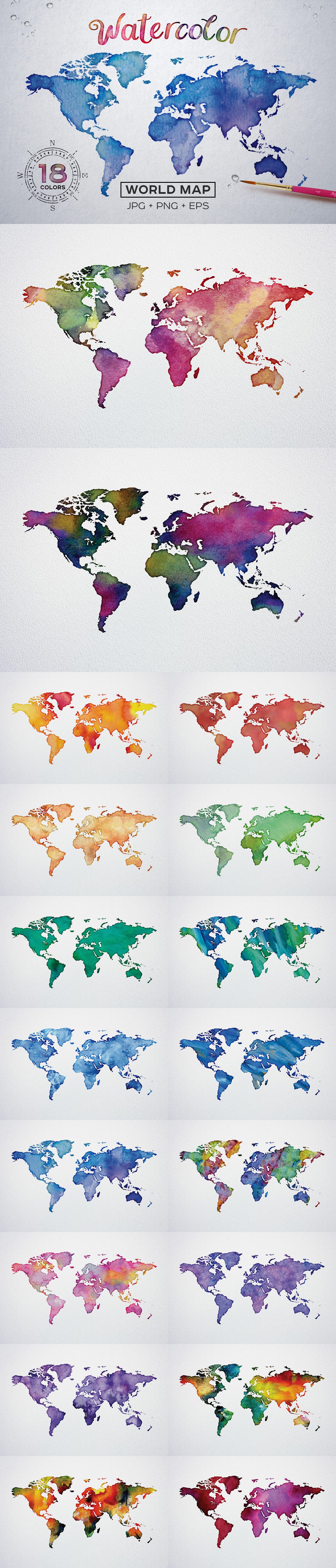 watercolor world maps jpgepspng view 584