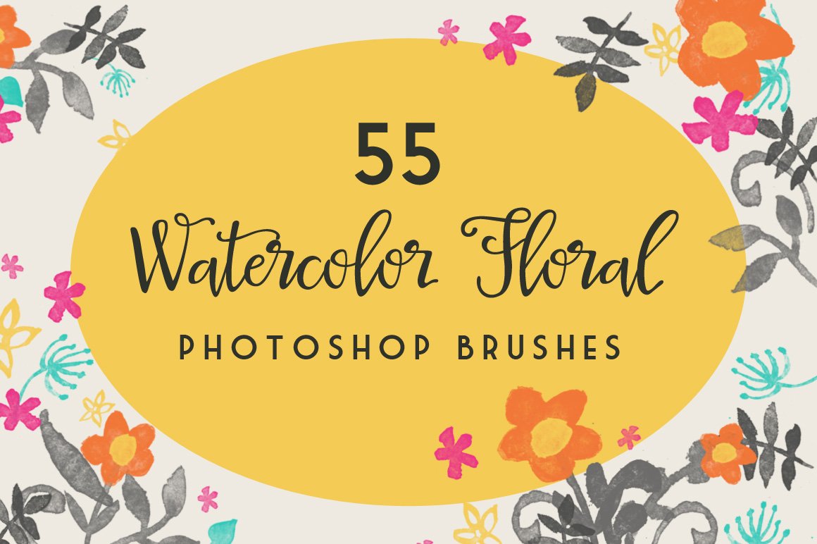 Watercolor Floral Photoshop Brushescover image.