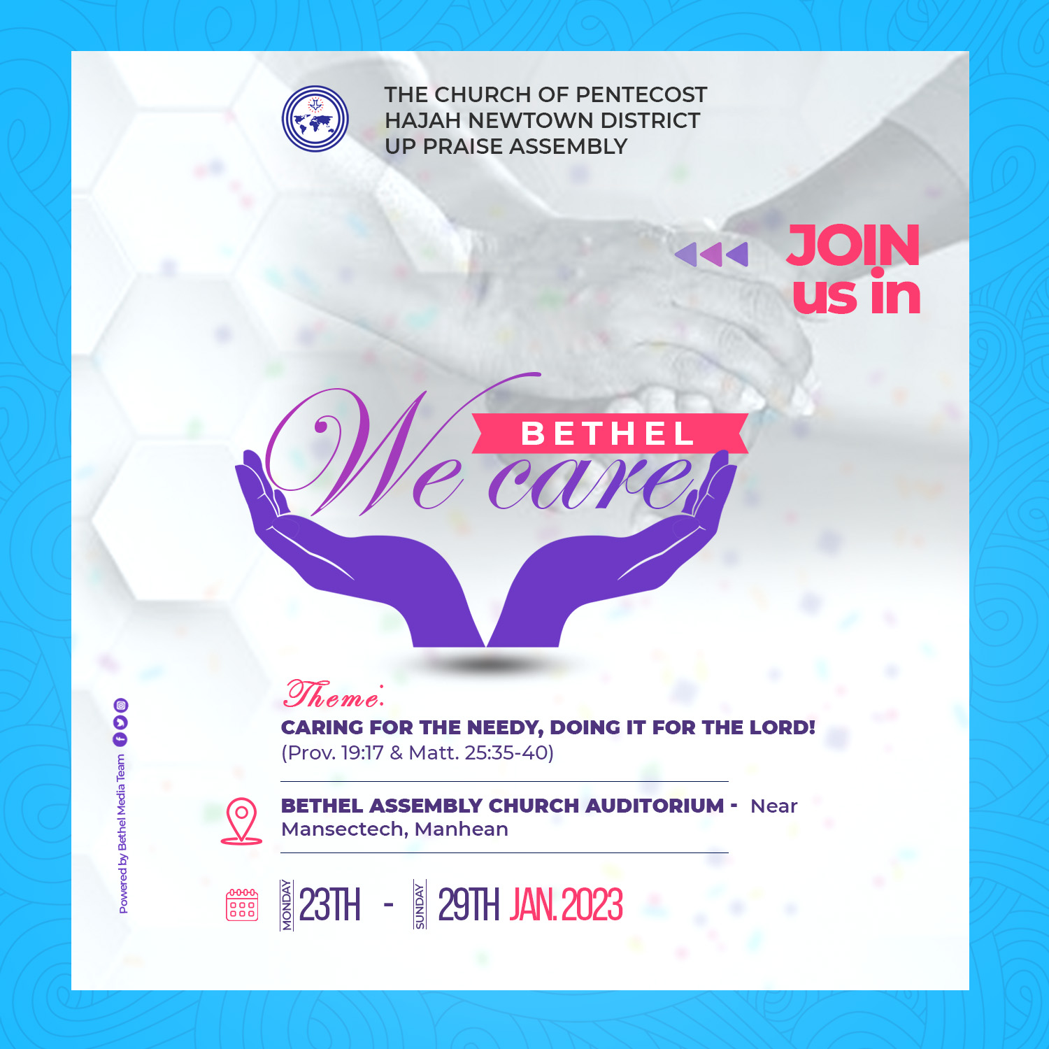 We care church flyer pinterest preview image.
