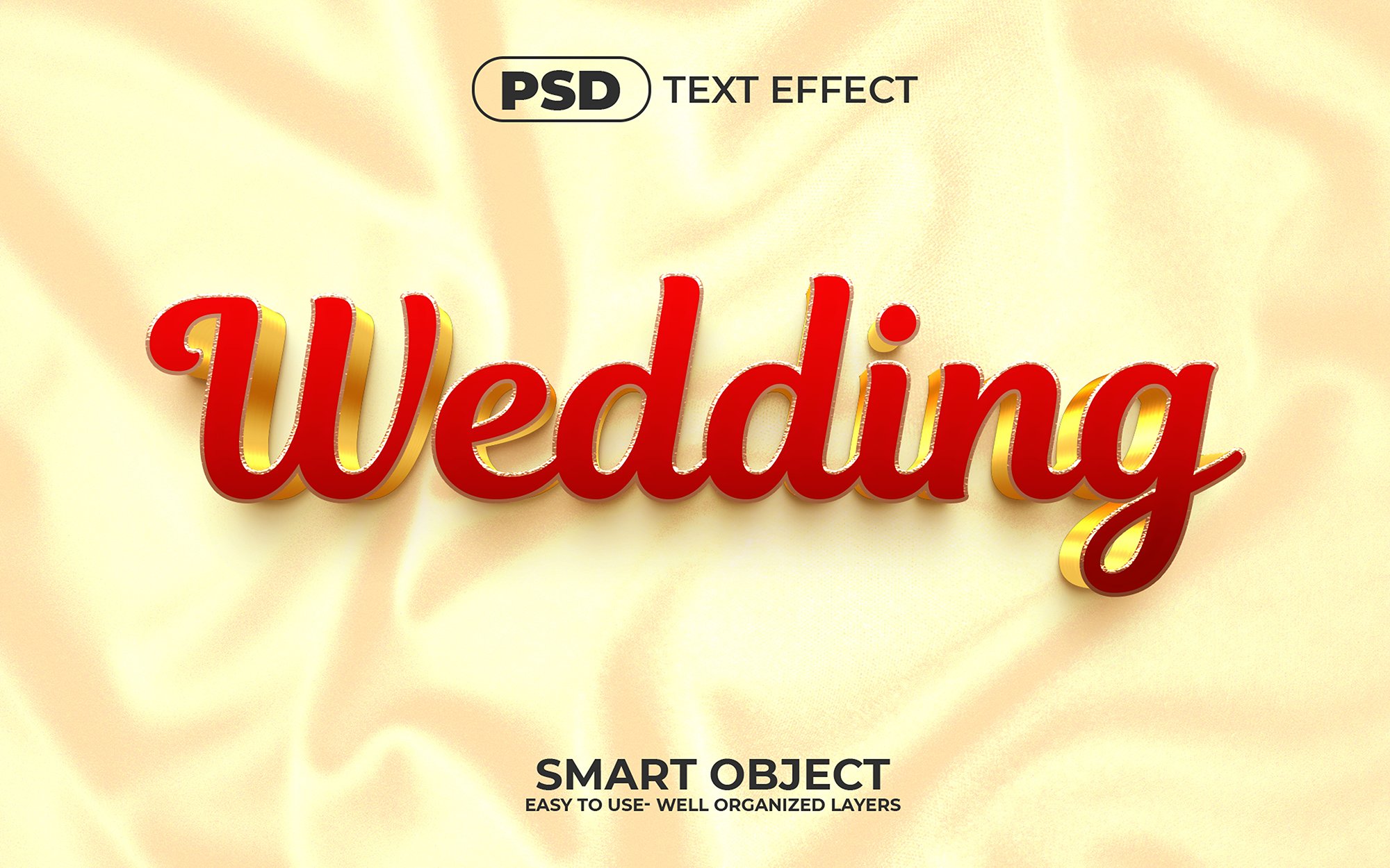 A red and yellow wedding text effect.