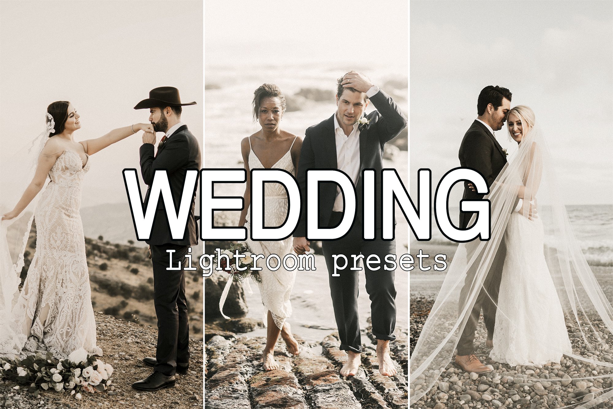 9 Boho Lightroom presets for Weddingcover image.