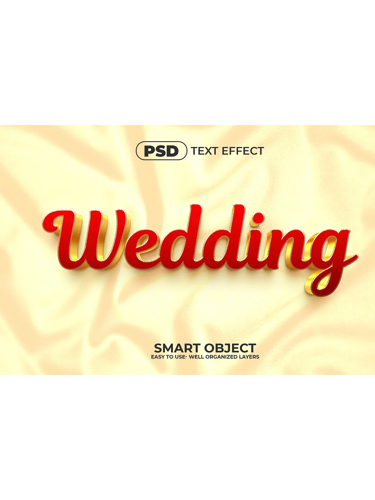 A red and yellow wedding text effect.