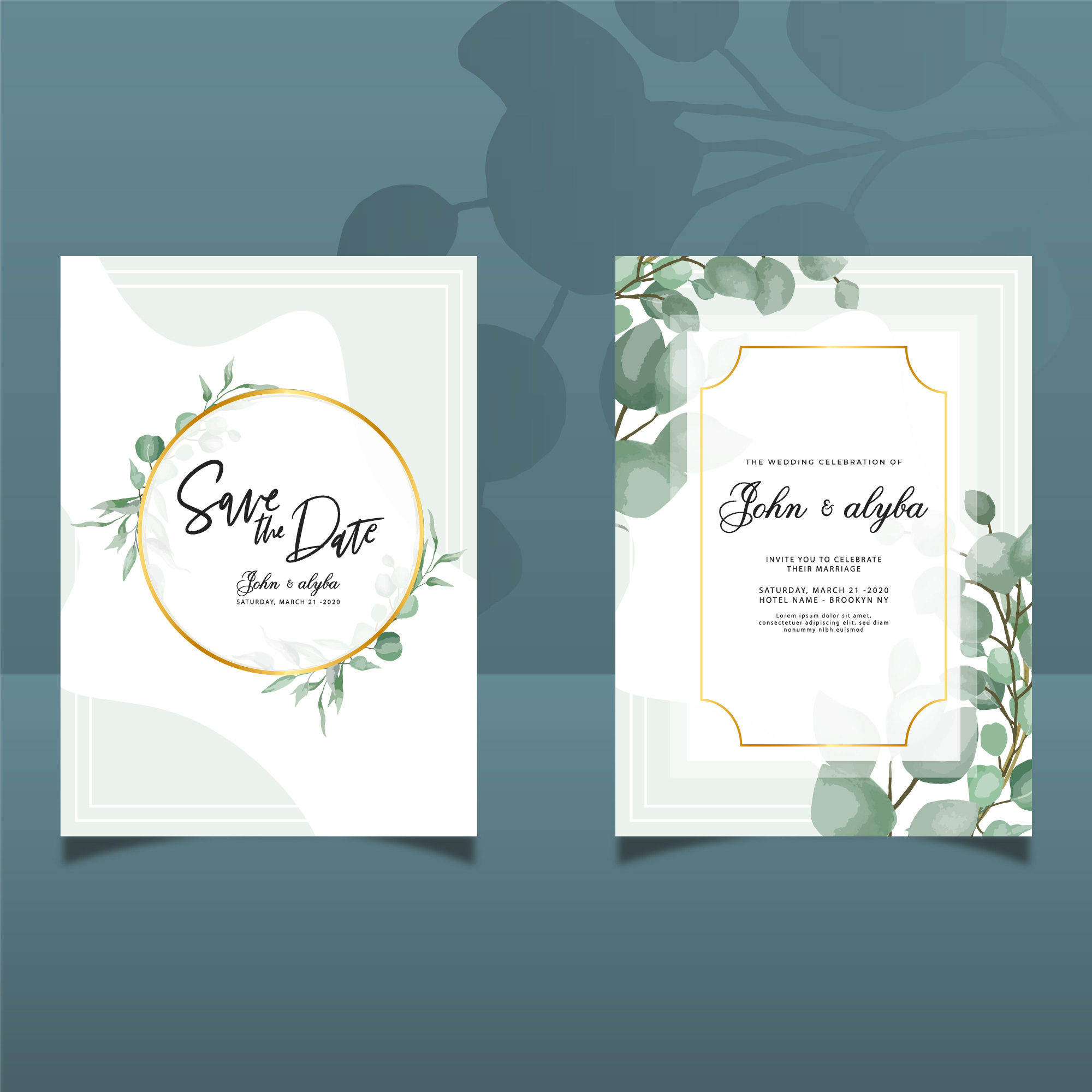 Wedding card illustrations cover image.