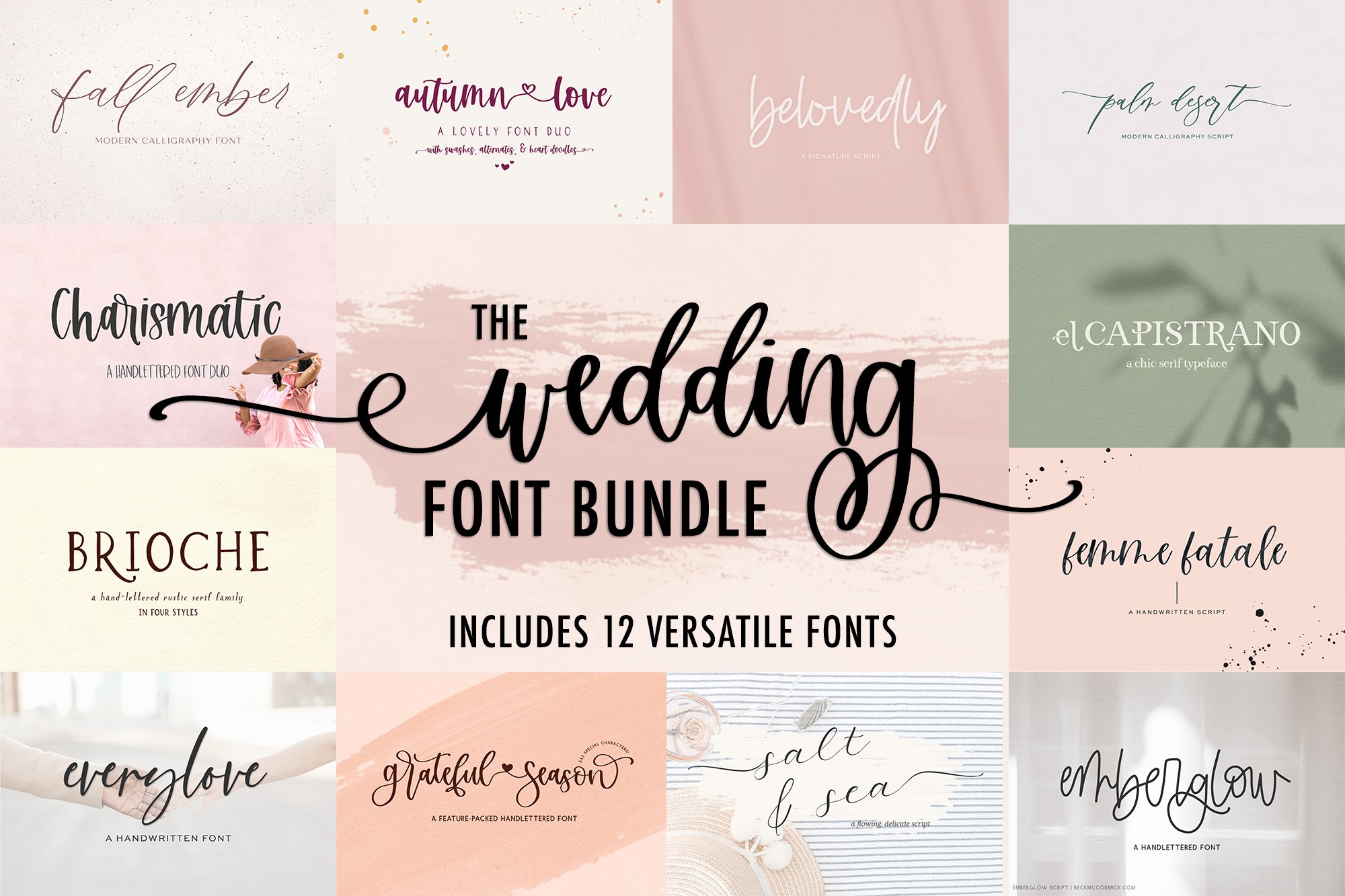 The Wedding Font Bundle cover image.