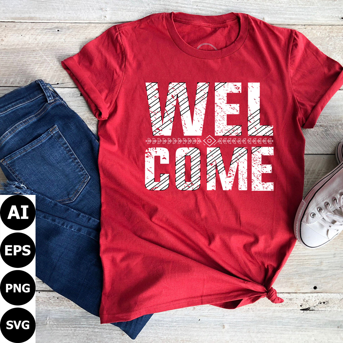 Welcome Grunge t-shirt design preview image.