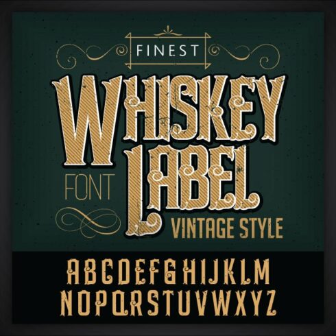 Whiskey label font and sample label cover image.