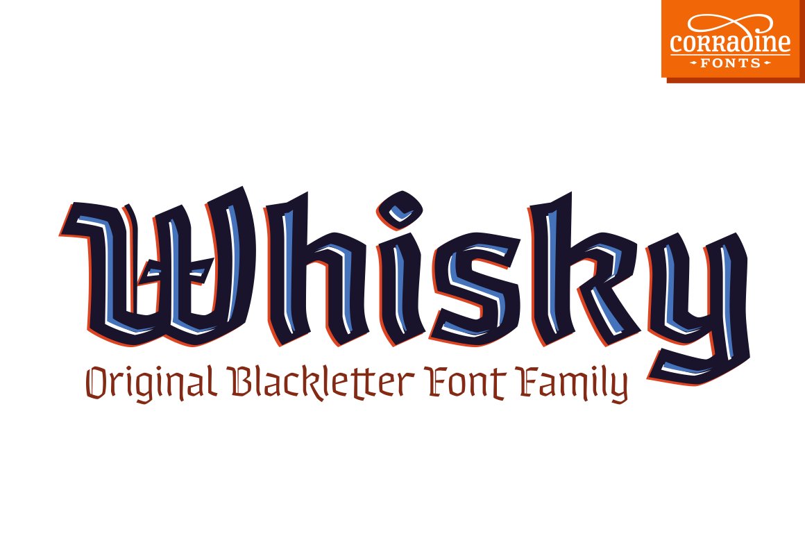 Whisky - A modern blackletter font cover image.