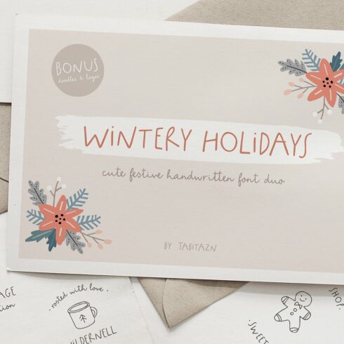 Wintery Holidays font duo, logos cover image.