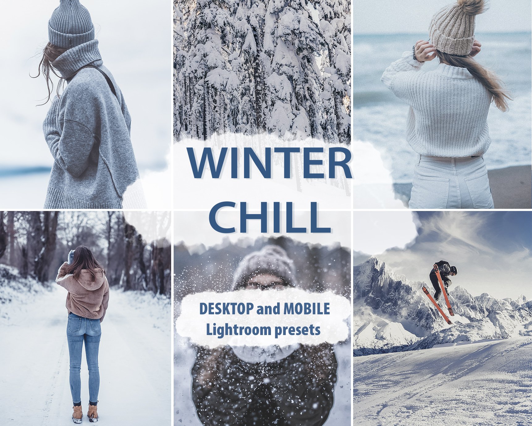 6 UNIQUE WINTER LIGHTROOM PRESETS. 2cover image.