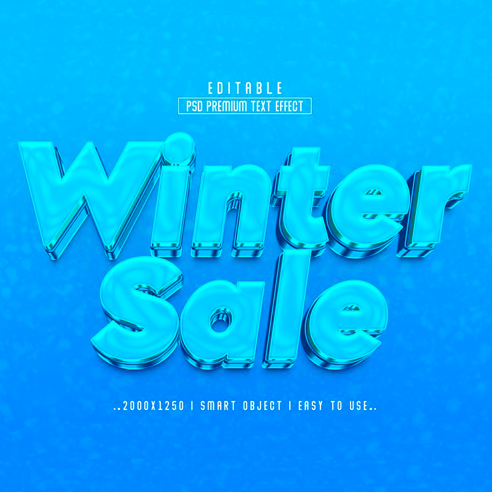 Blue winter sale poster with the words winter sale.