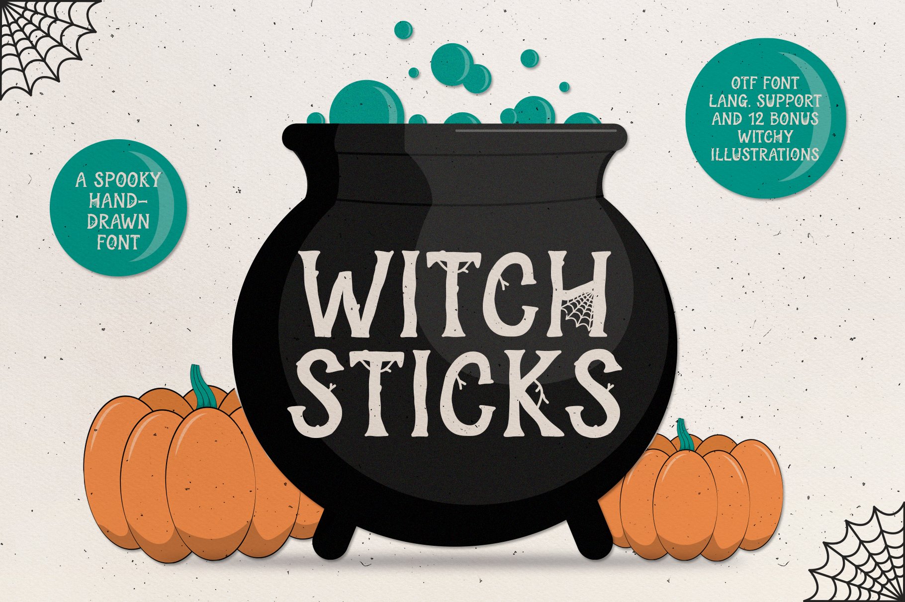 Witch Sticks Halloween Font cover image.