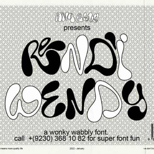 Rendi Wendy a chunky trippy font cover image.
