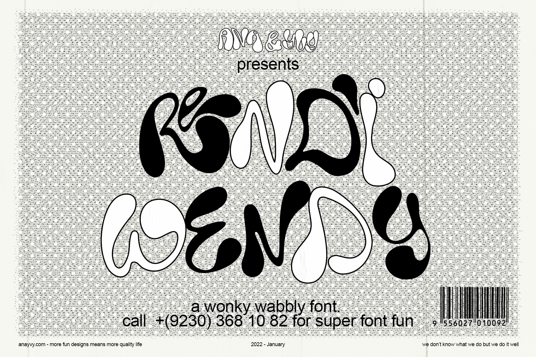 Rendi Wendy a chunky trippy font cover image.