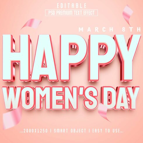 Women's Day 3D Editable Text Effectcover image.