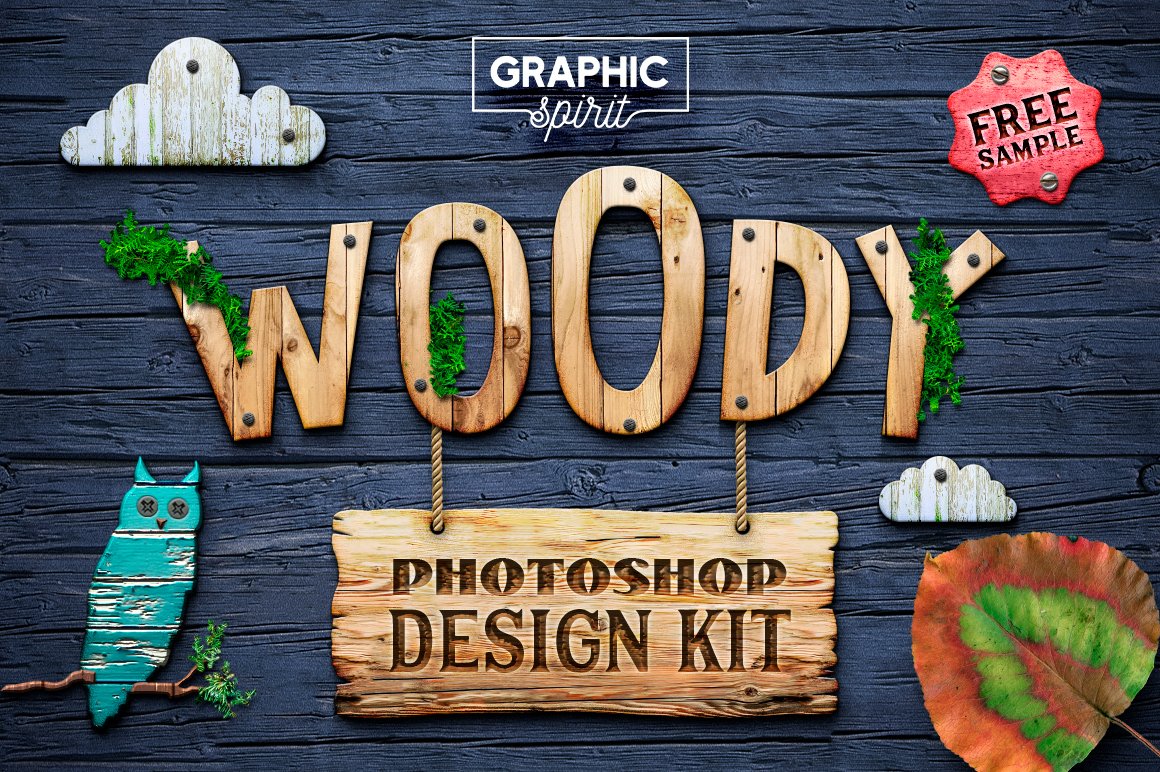 WOODY Texture Photoshop Styles KITcover image.