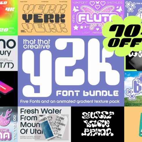 Y2K Font Bundle cover image.