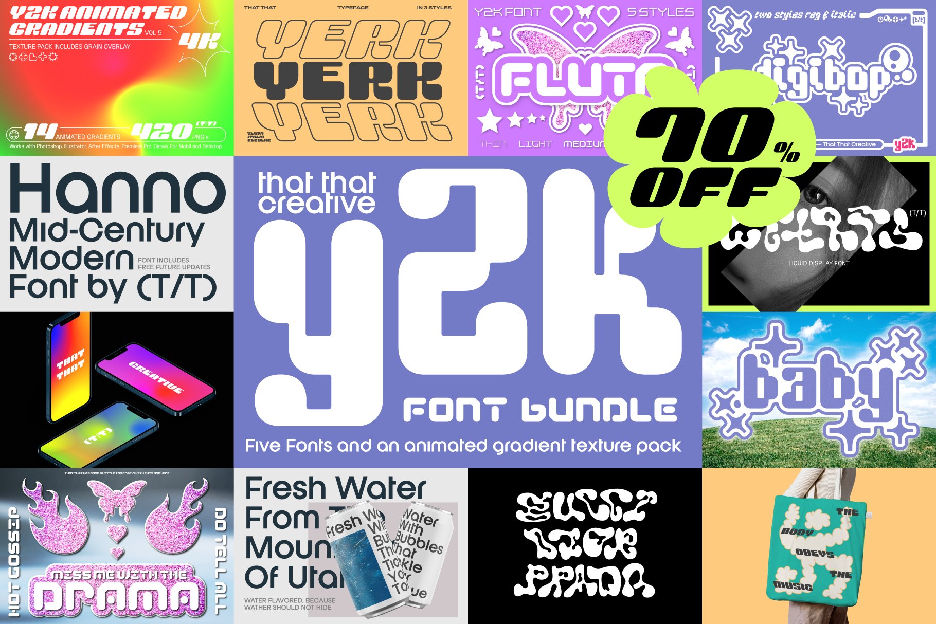 Y2K Font Bundle cover image.