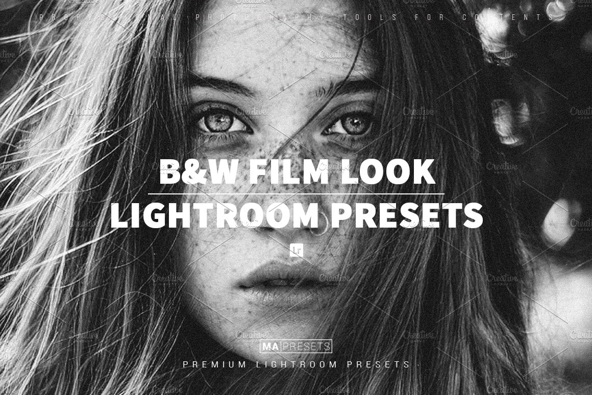 10 B&W FILM LOOK Lightroom Presetscover image.
