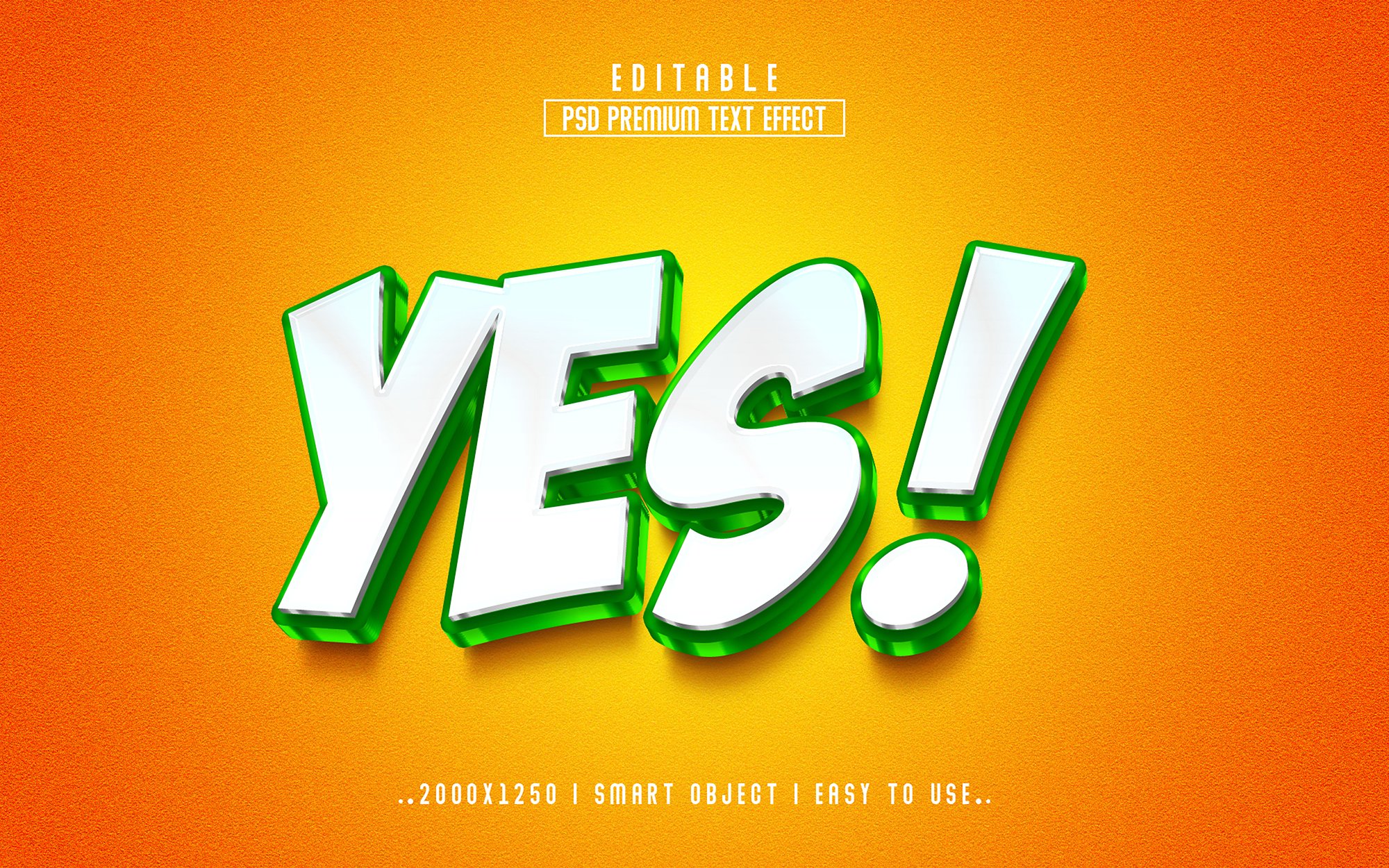 Yes 3D Editable psd Text Effectcover image.
